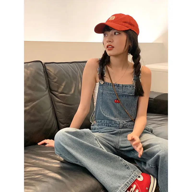 Spring and Summer New Denim Overalls for Women Loose Casual High Waist Wide Leg Pants Sleeveless Fashion Jumpsuits Women