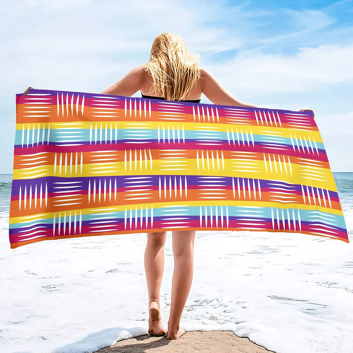 Oversized Beach Towel Plush Thick Large Pool Towel,Striped Quick Drying Swimming Towel Soft Absorbent Sand Free Swim Towels