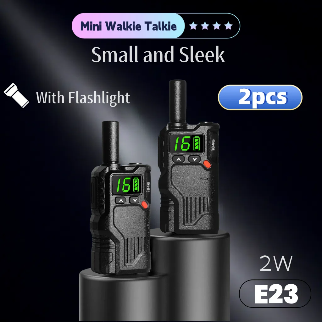 Global Hot Selling E23 Mini Walkie Talkie 2w LED display CE PMR 446MHz Analog Two Way Radio