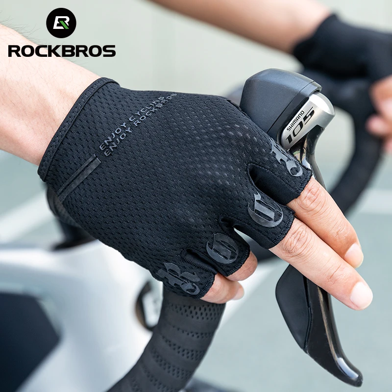 ROCKBROS Bicycle Gloves Half Finger Summer Men Women SBR Palm Shockproof Breathable Bike Short Gloves MTB Road Cycling Gloves