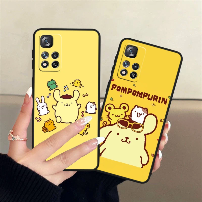 Cartoon Pom Purin Cute For Xiaomi Redmi Note 13 12 11S 11 10 Pro Plus Soft TPU Shockproof Black Phone Case