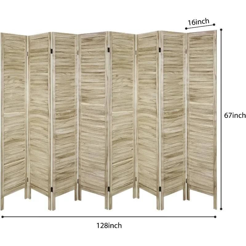 8 Panel Room DividersWood Room Divider and Partition Room Divider Folding Privacy Screens,