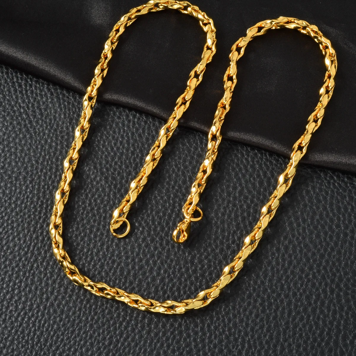 Luxury 24K 9999 Pure Gold real gold Men's and Women's Classic Cuban Chain Imperial Chain Link Necklace