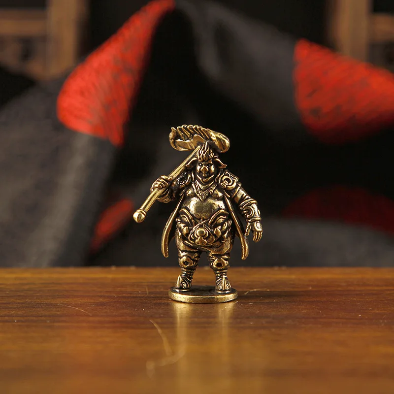 1/2Pcs Brass Old Cartoon Pigsy Canopy Marshal Ornament Bajie Crafts