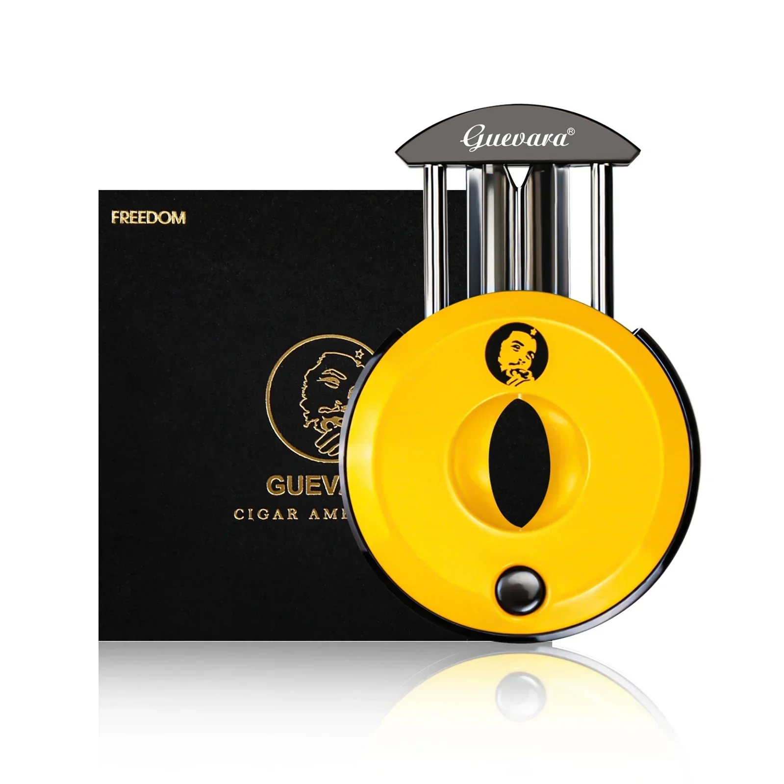 GUEVARA Cigar Cutter V -Cut Stainless Steel Cutters Gold Cut 62 Ring Gauge Cigar Accessories Guillotine for Gift Box