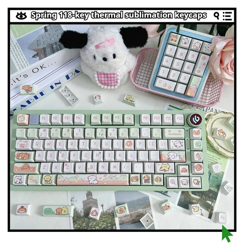 

Колпачки для клавиш с любовным письмом, высота профиля вишни, 95/118, клавиши, пятисторонняя термосублимация, механические колпачки для клавиш, милые шелковые гладкие колпачки