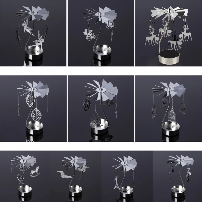 Rotating Tea Light Candle Holder Carousel Spinning Tealight Stand Candleholders for Romantic Wedding Party Home DropShipping