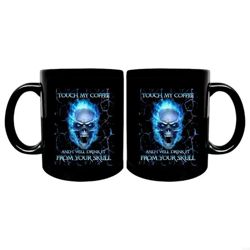 KX4B Caneca café engraçada para tocar meu café Eu vou beber crânio 11 oz chá chá cerâmica para homens Halloween