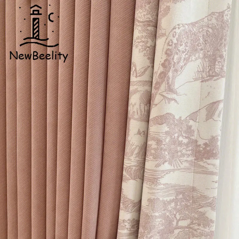 French Ins Style Chenille Blackout Curtains for Living Dining Room Bedroom Animal Jungle Spelling Edge Thicken Jacquard Cloth