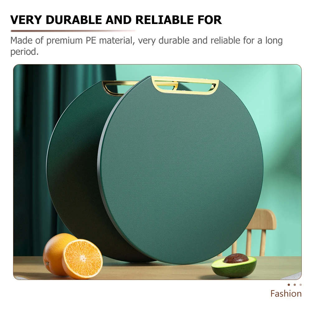 

1pc Round Anti-Slip Chopping Board Fruit Design Plastic Cutting Board For Kitchen Premium Pe Material Green Space-Saving