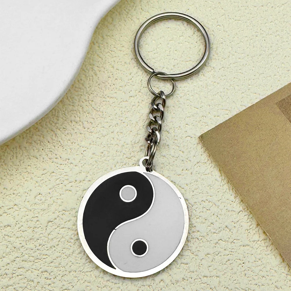 Hang decoration Yin Yang Tai Chi Time Gemstone Personalized Keychain Pendant Keyring Manufacturer Wholesale