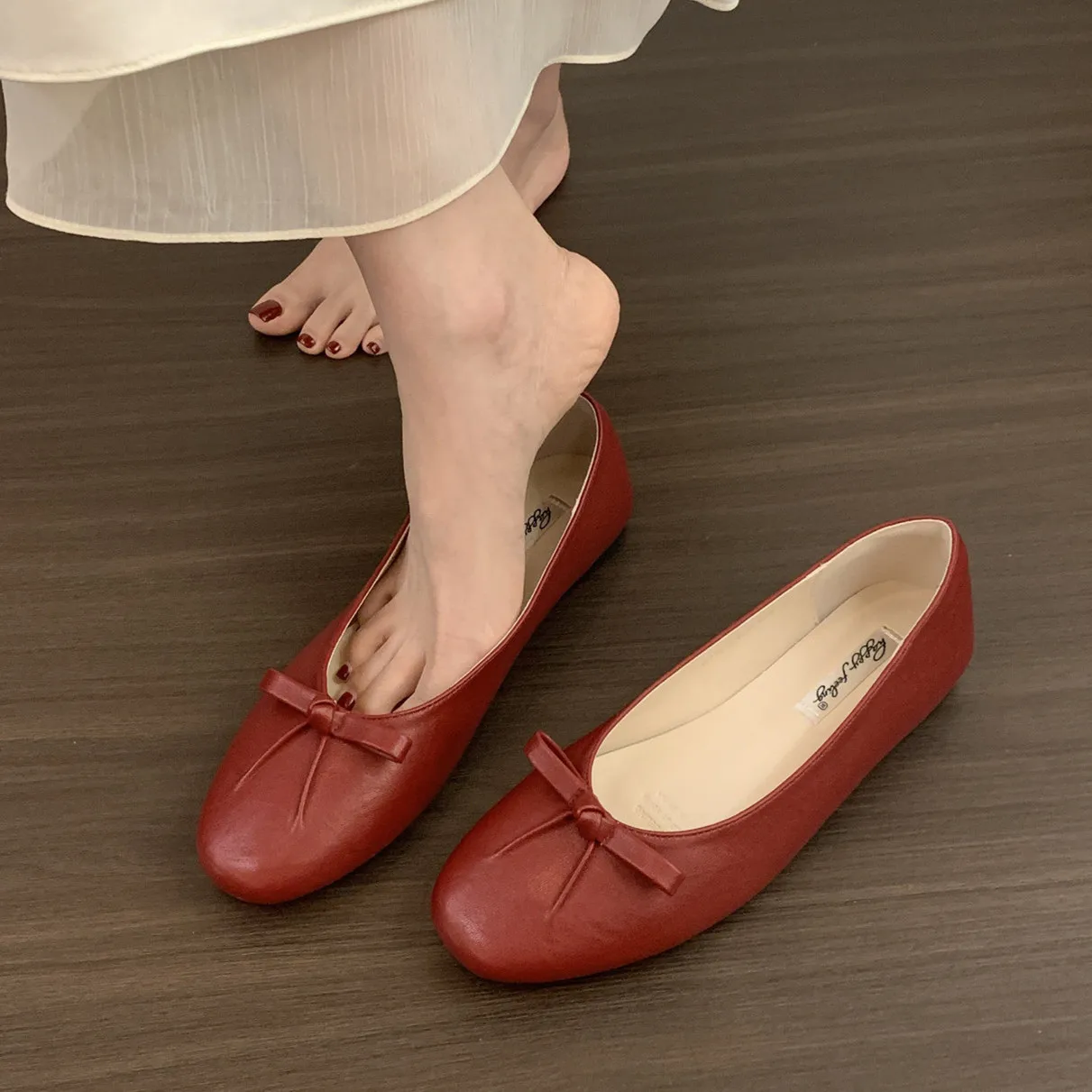 

Bailamos 2026 Spring Women Flat Shoes Fashion Round Toe Bow-knot Slip On Ballet Shoes Soft Flat Shoes Ladies Casual Dress Shoes