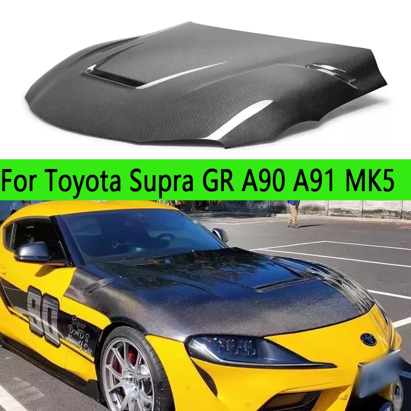 

Для Toyota Supra A90 A91 MK5 капот из углеродного волокна, крышка двигателя, капот, подголовник автомобиля, крышка капота, обновление автозапчастей, комплект кузова