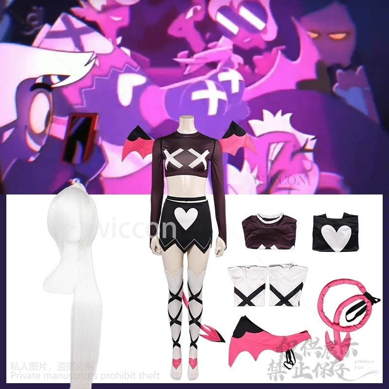 

Anime Cartoon Boss CosVerosika Sexy Jirai Kei Suit Skirt Tail Wings Wigs Set Halloween Devil Girls Cos Customized#&arrebolCos@！