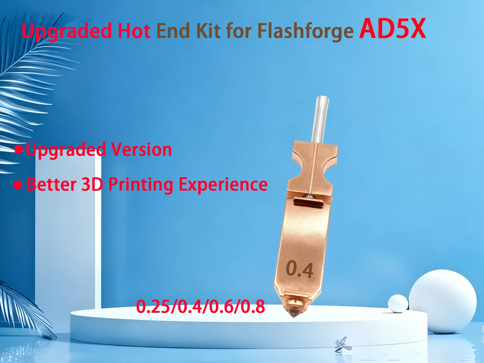 

Opgewaardeerd Voor Flashforge AD5X Hot End Kit 0,25 мм/0,4 мм/0,6 мм, силиконовый чехол для многоразмерного сопла для Flashforge AD5X