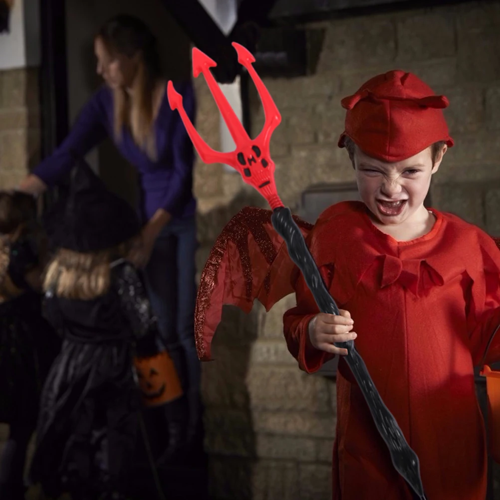 2 pçs simulação de halloween cosplay adereços tridente para festa palco desempenho leve traje plástico seguro