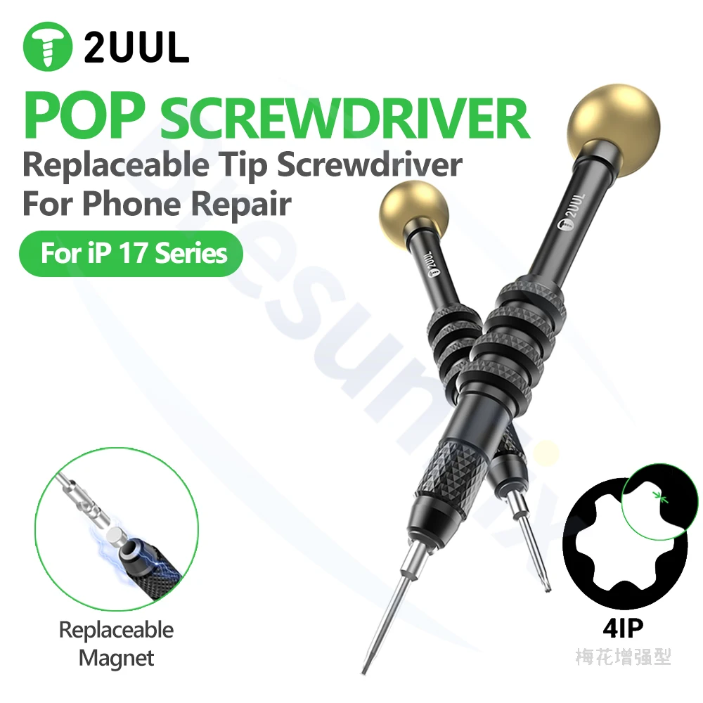 2UUL SD87 POP Schraubendreher 4IP Austauschbare Magnetspitze Schraubendreher Bit für IPhone 17 Telefon Reparatur Schraube Entfernung Schraubendreher Werkzeug