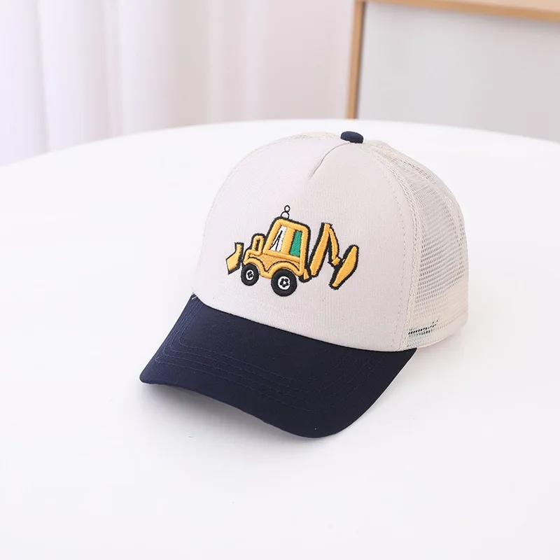 Korean Children \'s Sports Hats Toddler Baby Boy Baseball 2024 Summer Embroidered Excavator Outdoor Kids Hip Hop Caps Adjustable