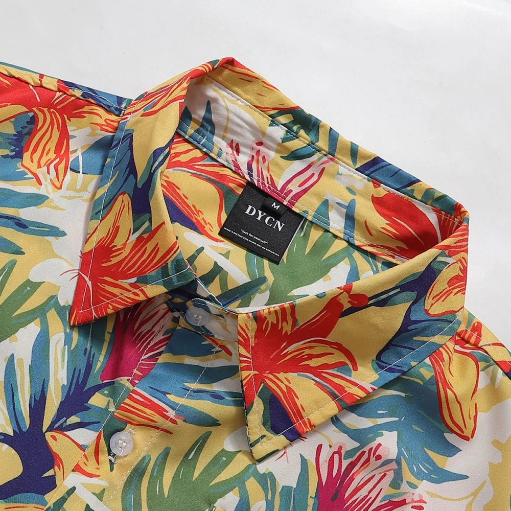 Camisas de praia havaianas retrô unissex, camisa estampada com flores e plantas Harajuku, streetwear Hip Hop, casual Aloha Fashion Button Tops, verão