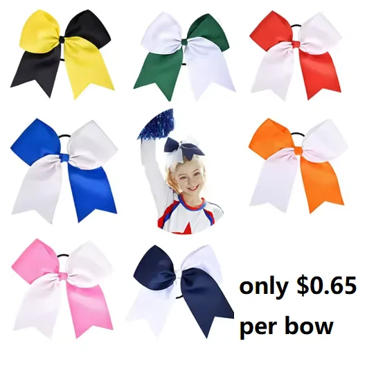 Big Saving 30pcs Large Cheer Hair Bows, Handmade Two Toned Ponytail Holder, Softball Cheerleader Team Spirit for Teen Girls