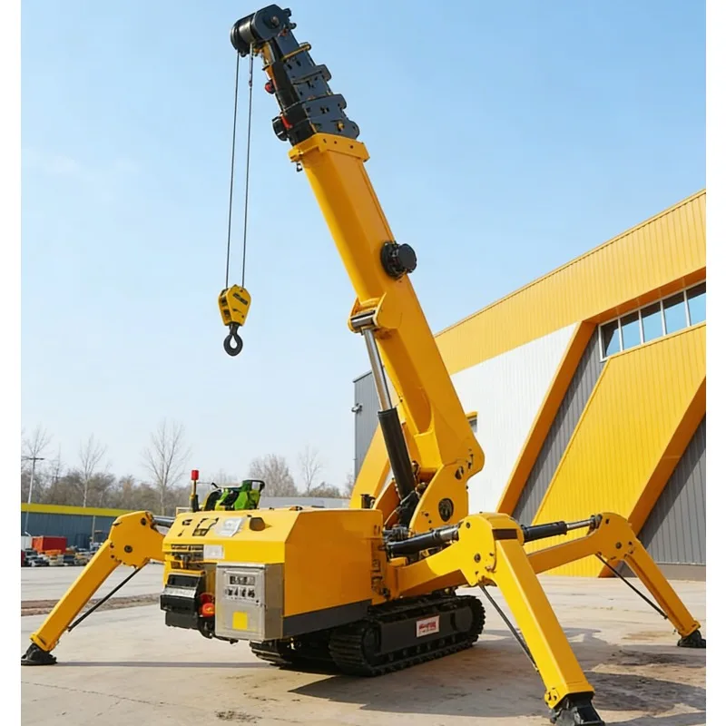 Customized Spider Crane 1 Ton Zero Tail Swing Compact Design Wireless Remote with Rubber Track