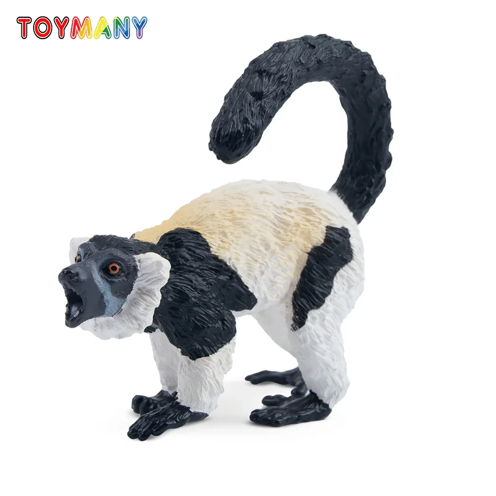 Toymany моделирование черно-белый гофрированный Lemur Мадагаскар модель животного игрушки мини-фигурки куклы фигурки игрушки детский подарок