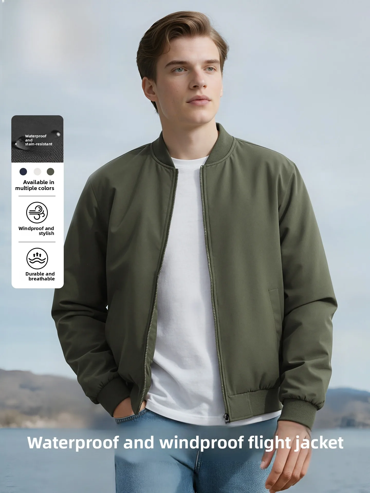 

Pierre Cardin Men's American Workwear Jaet Windproof Waterproof Baseball Collar Coat Casual Sle Thiened Polyester Fiber