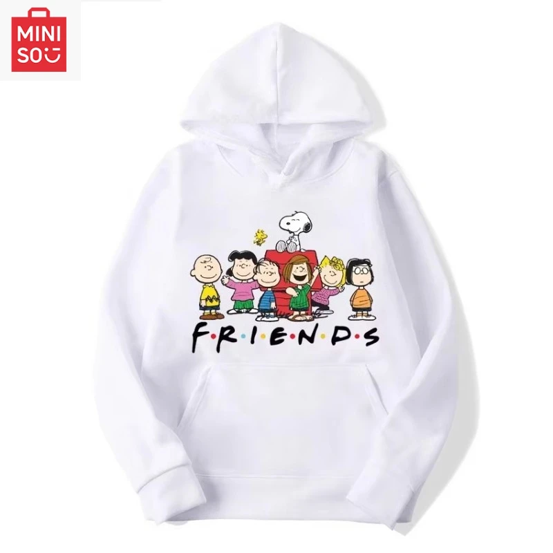 

MINISO Disney no lanyard Snoopy friends logo men's oversized hoodie casual couple sweater clothes tops cartoon anime female pull
