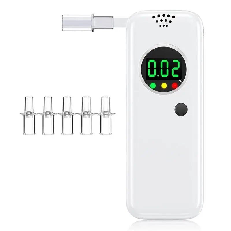 Efficientt-AD-6000NS Portable High-Accuracy Breathalyzer - Essential For Drivers With 6 Mouthpieces Included White