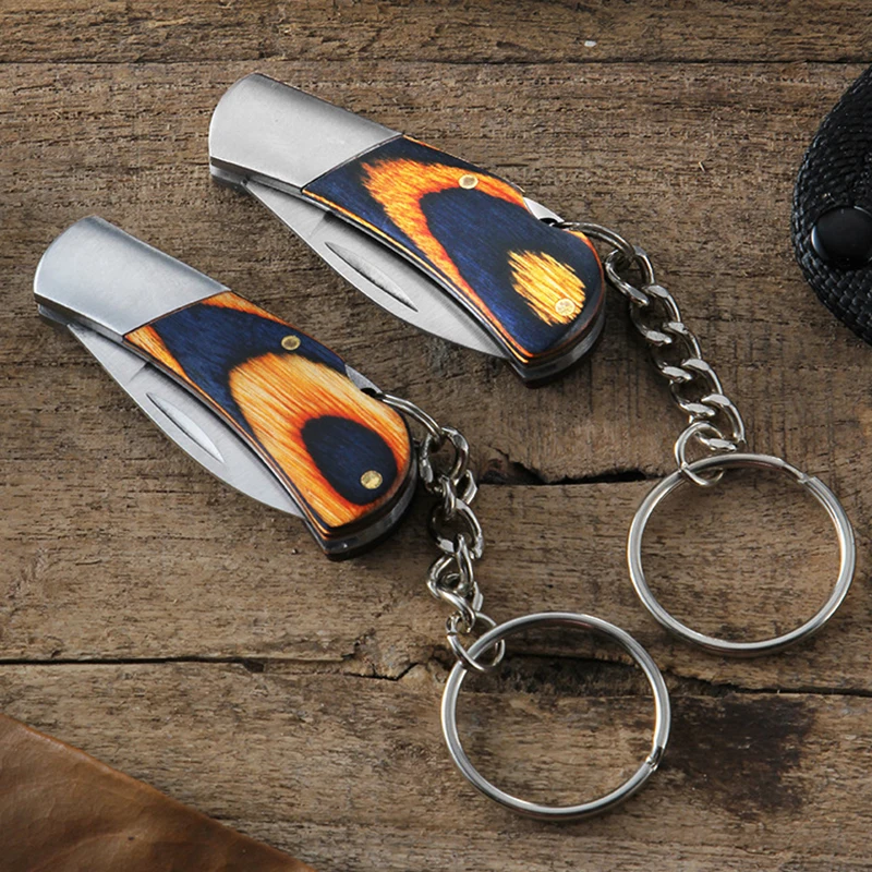 New Portable Small Blade Camping Key Chain Folding Pocket Knife EDC Stainless Steel Unboxing Outdoor Self-defense Pendant Gift