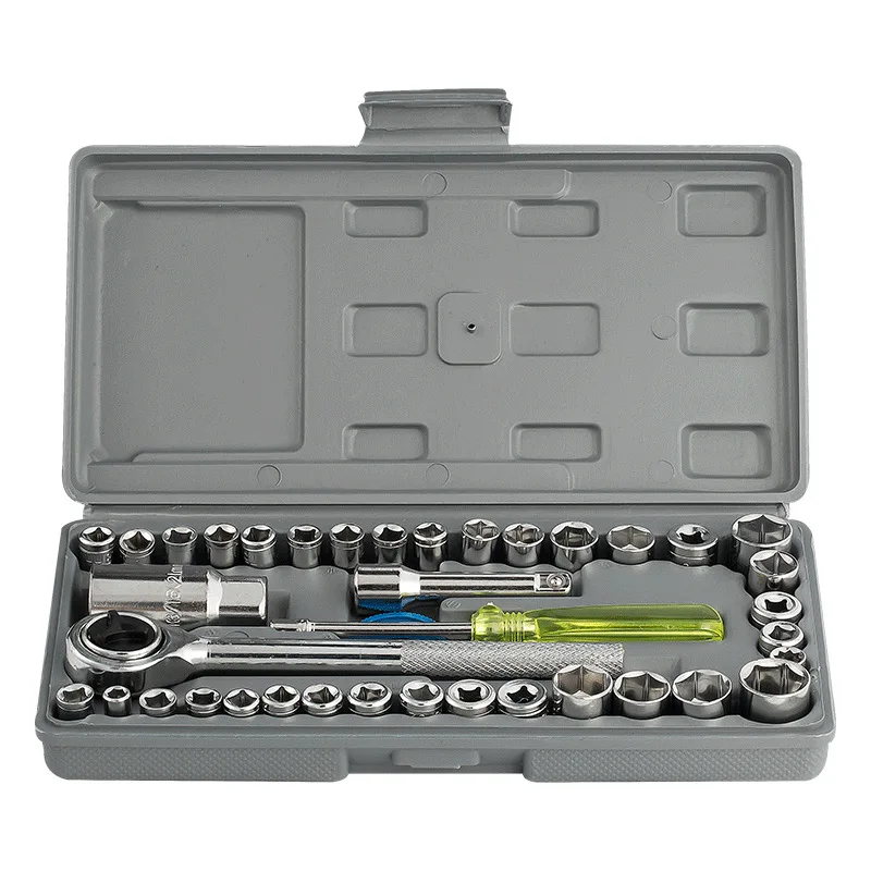 40-Piece Socket Set, Automotive Socket Wrench Tool Kit for Car and Motorcycle Repair
