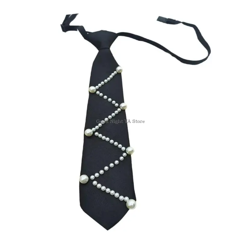 

Sparkling Pearls Necktie Elegant Polyester Formal Accessory for Men and Women