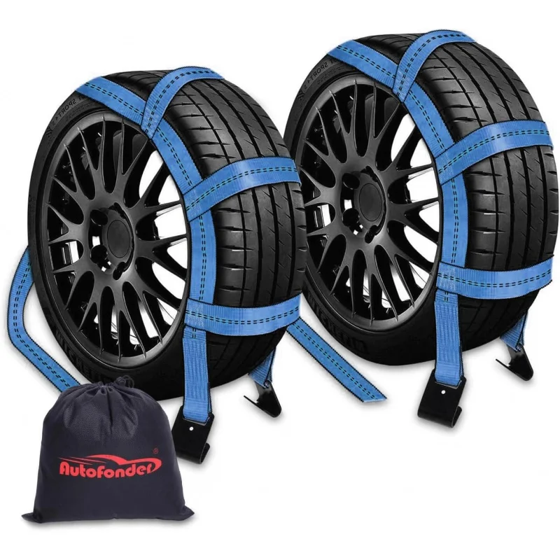 

2 упаковки ремней для буксировочной корзины для долли с плоскими крючками, подходят для шин от 14 до 17 дюймов, прочность 10000 фунтов, сетка для крепления на колесах с сумкой для переноски