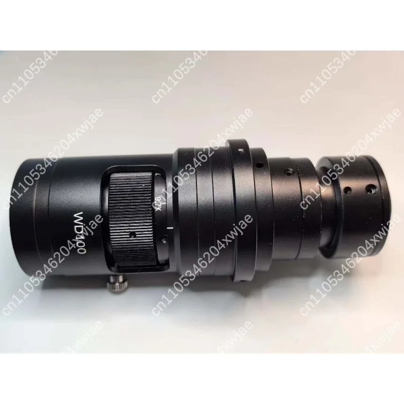 Upgraded WD100 Industrial Camera Lens 0.7-5X Parfocal Click Stop C-Mount Zoom Lens for Microscope 200-400X