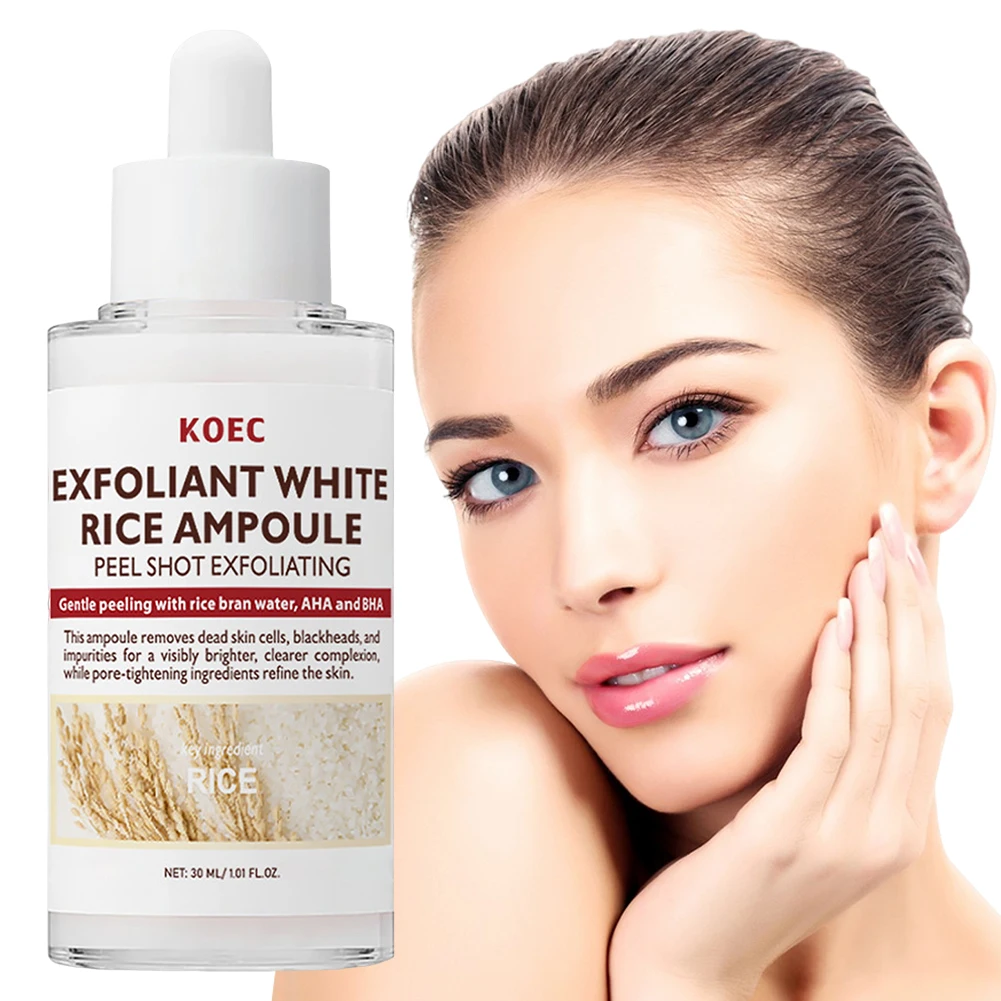 

30ml Rice Exfoliating Essences,Peel Shot Glowing White Rice Peeling Ampoule Dead Skin Removal Oil Control Moisturizing Serum