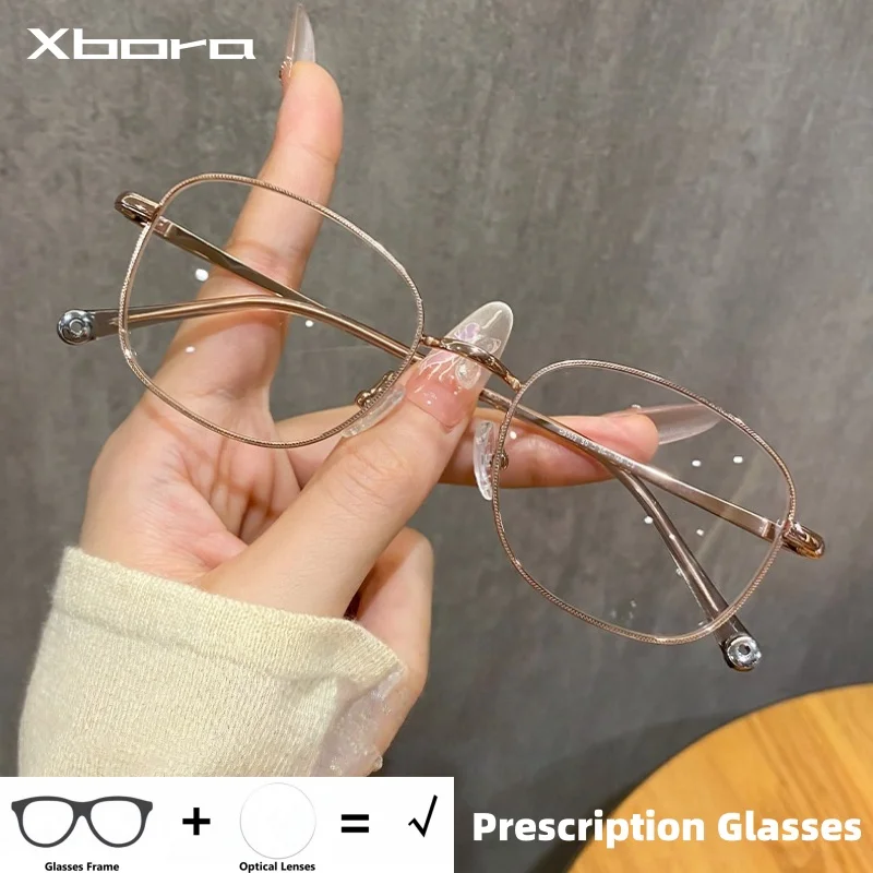 

Xbora ретро овальные женские оптические очки по рецепту модные маленькие титановые очки для близорукости и дальнозоркости прогрессивные очки для мужчин H9002
