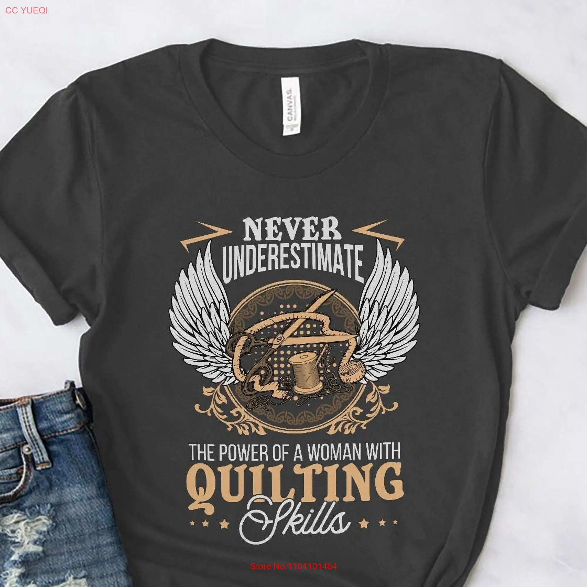 Quilting T Shirt Never Underestimate The Power Of A Woman With Skills Quilt Love Quilter QI214WM01 long or short sleeves