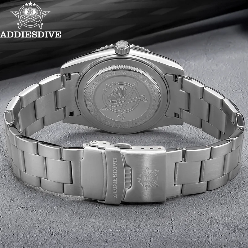 Addiesdive ساعات الغوص 39 مللي متر الراقية الرجال كوارتز ساعة اليد K1 فقاعة الزجاج السيراميك الحافة مضيئة 200 متر مقاوم للماء ساعة رجالي