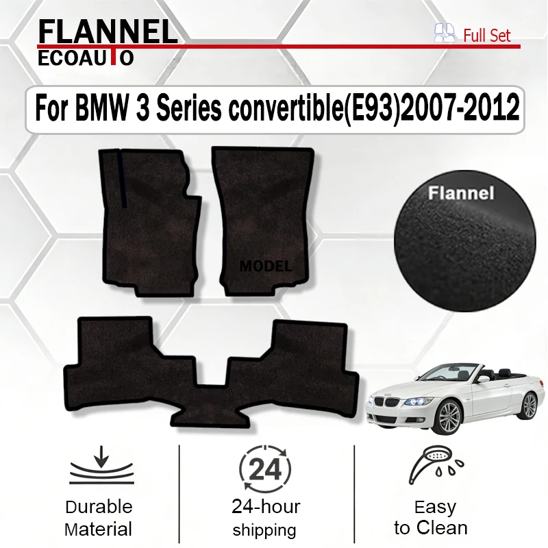 ECOAUTO Flannel Car Floor Mats Carpet Rugs For BMW 3 Series convertible( E93 ) 2007-2012 Anti-slip Stylish Flame black