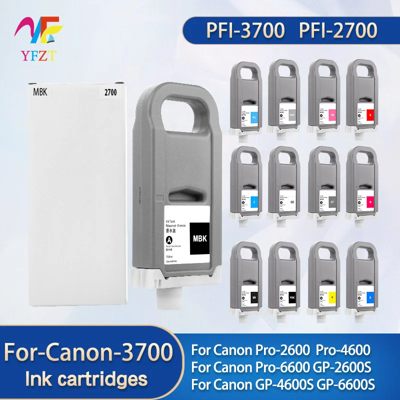 

700ml PFI-3700 PFI-2700 ink cartridge Pigment ink For Canon Pro2600 Pro4600 Pro6600 GP-2600S 4600S 6600S compatible cartridge