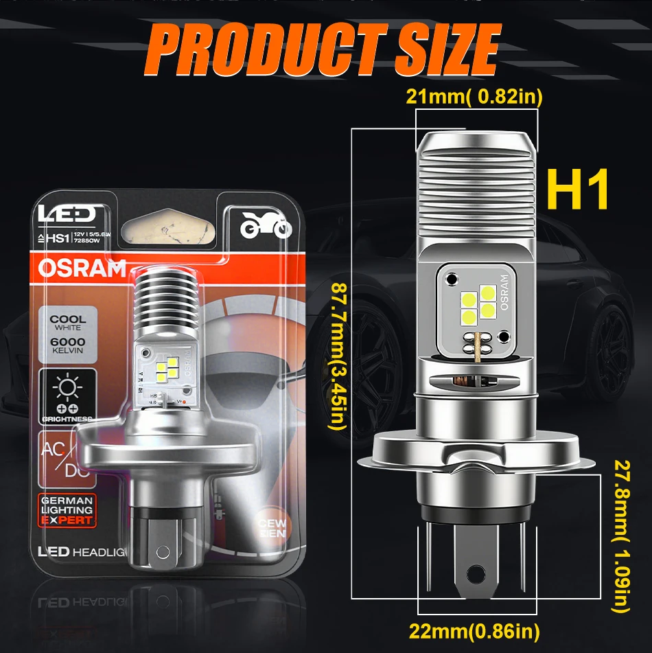 أوسرام دراجة نارية المصباح PX43T HS1 LED مصباح الضباب HS1 LED موتو لمبات مرحبا/لو شعاع للدراجات النارية سكوتر المصابيح الأمامية 5 واط 550/700LM