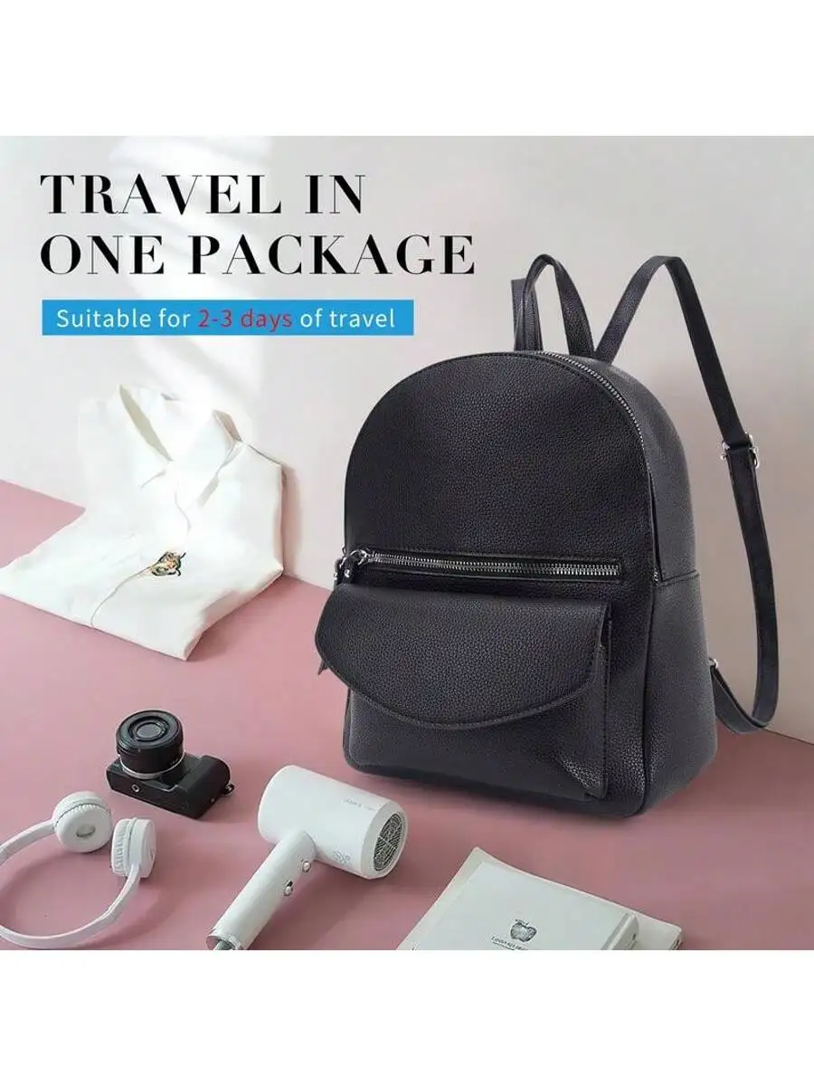 

Mini Vegan Leather Backpack For Women Small Casual Daypack Travel Bag