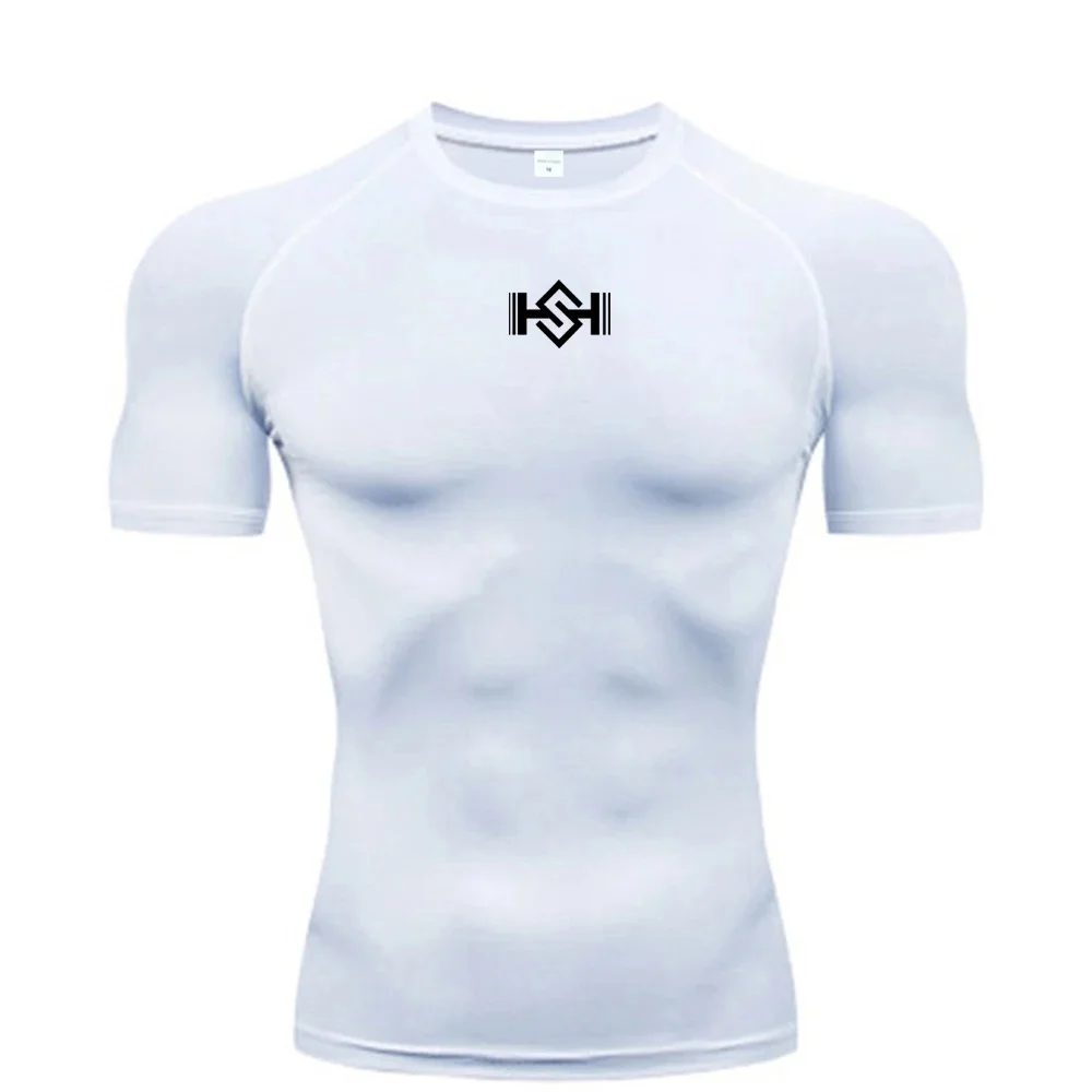 

2026-Men's Compression T-Shirt, Gym Running Quick Dry Fitted Sportswear, Men's Fitness Breathable Printed T-Shirt Short Sleeve