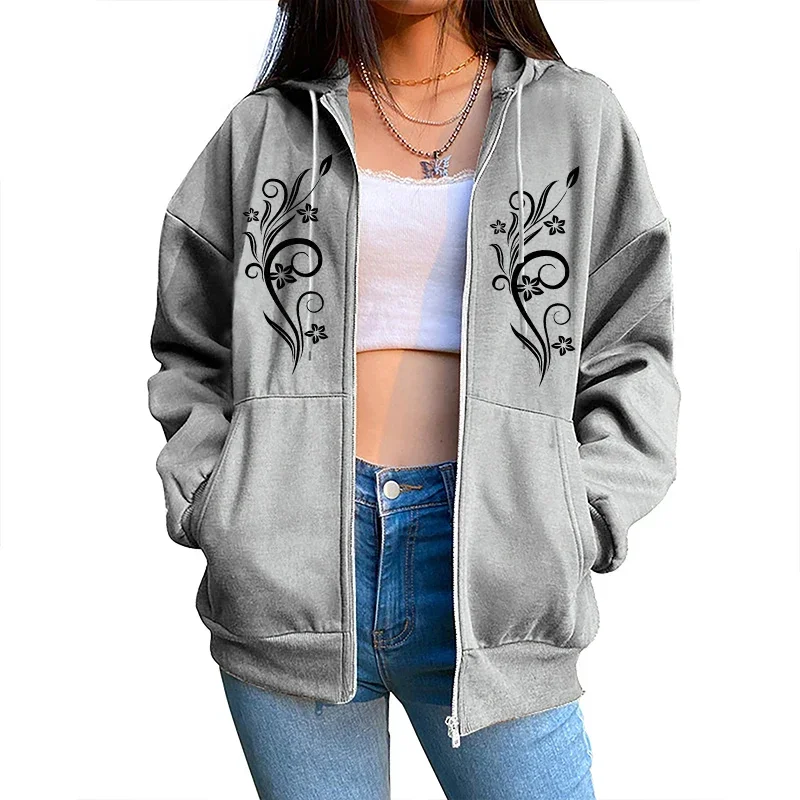 Autumn Winter Fashion Versatile Streetwear Women's Jacket Casual Zip Hoodies Sweatshirts Coat Outdoors Sports Jogging Clothing