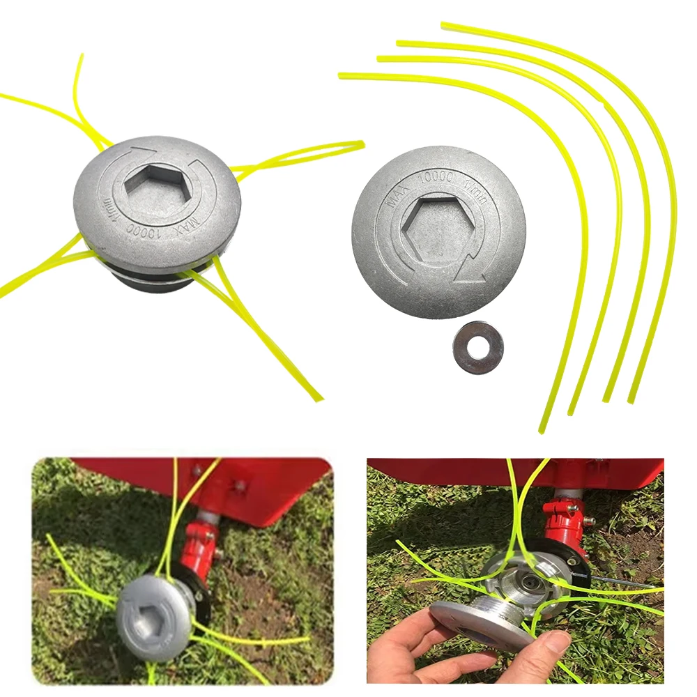 Universal Aluminum Grass Trimmer Head 4 Lines String for Garden Tools Gasoline Bump Spool Strimmer Brush Cutter Accessories