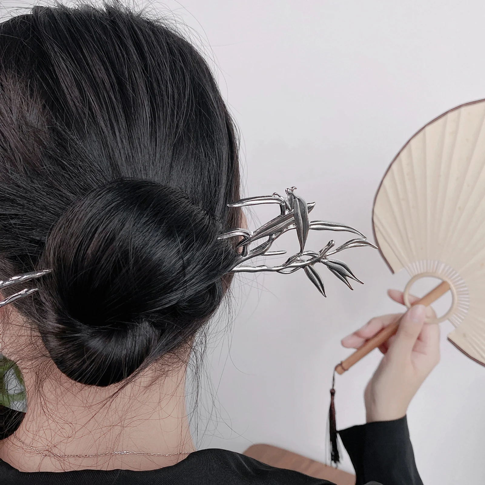 

Винтажная металлическая заколка для волос в стиле бамбукового сустава, китайская бамбуковая заколка для женщин, для минималистичной укладки волос, заколка-клипса, подарок