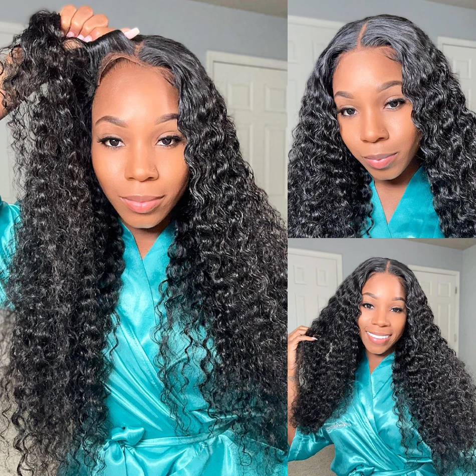 

5x5 6x4 Glueless Lace Closure Wigs Deep Wave Frontal Wig Curly Glueless Wigs Human Hair Ready To Wear Brazilian For Women