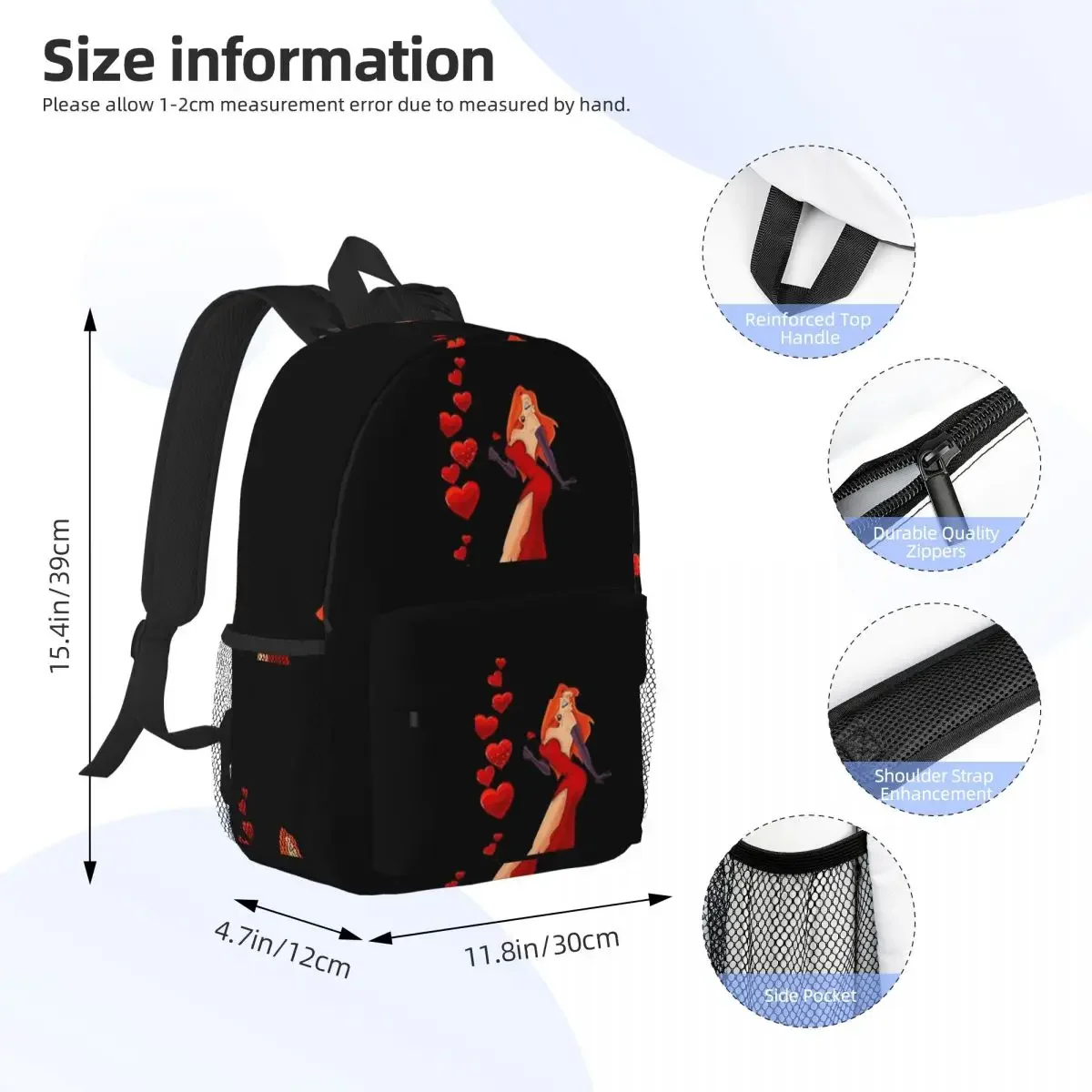 Design Jessica Rabbit Backpacks Teenager Bookbag Cartoon Children School Bags Travel Rucksack Shoulder Bag Large Capacity