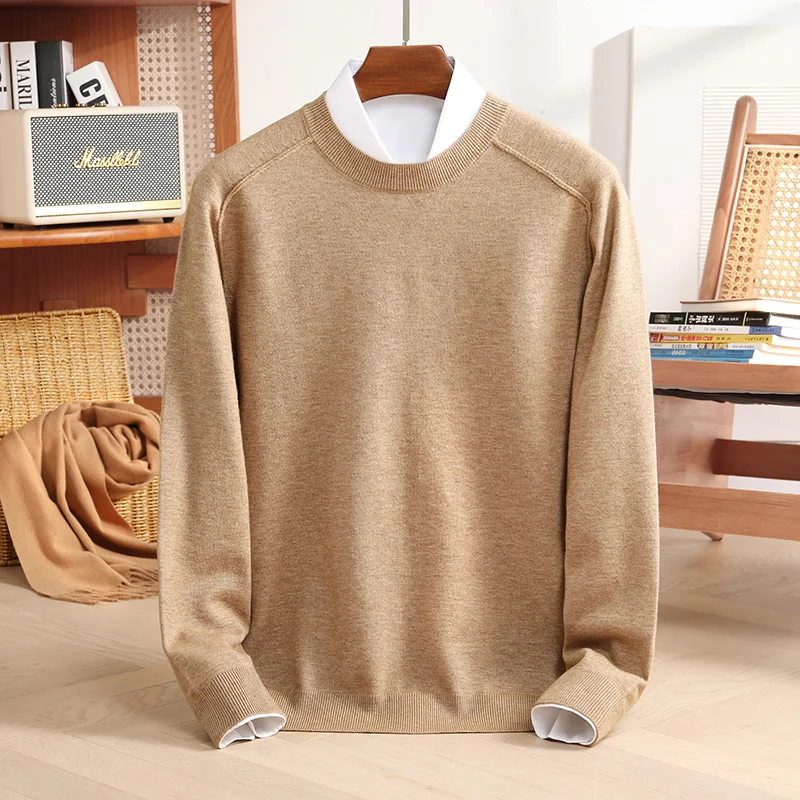 

COZOK autumn and winter thick round neck sweater men's cashmere sweater pullover sweater knitted long-sleeved bottoming shirt