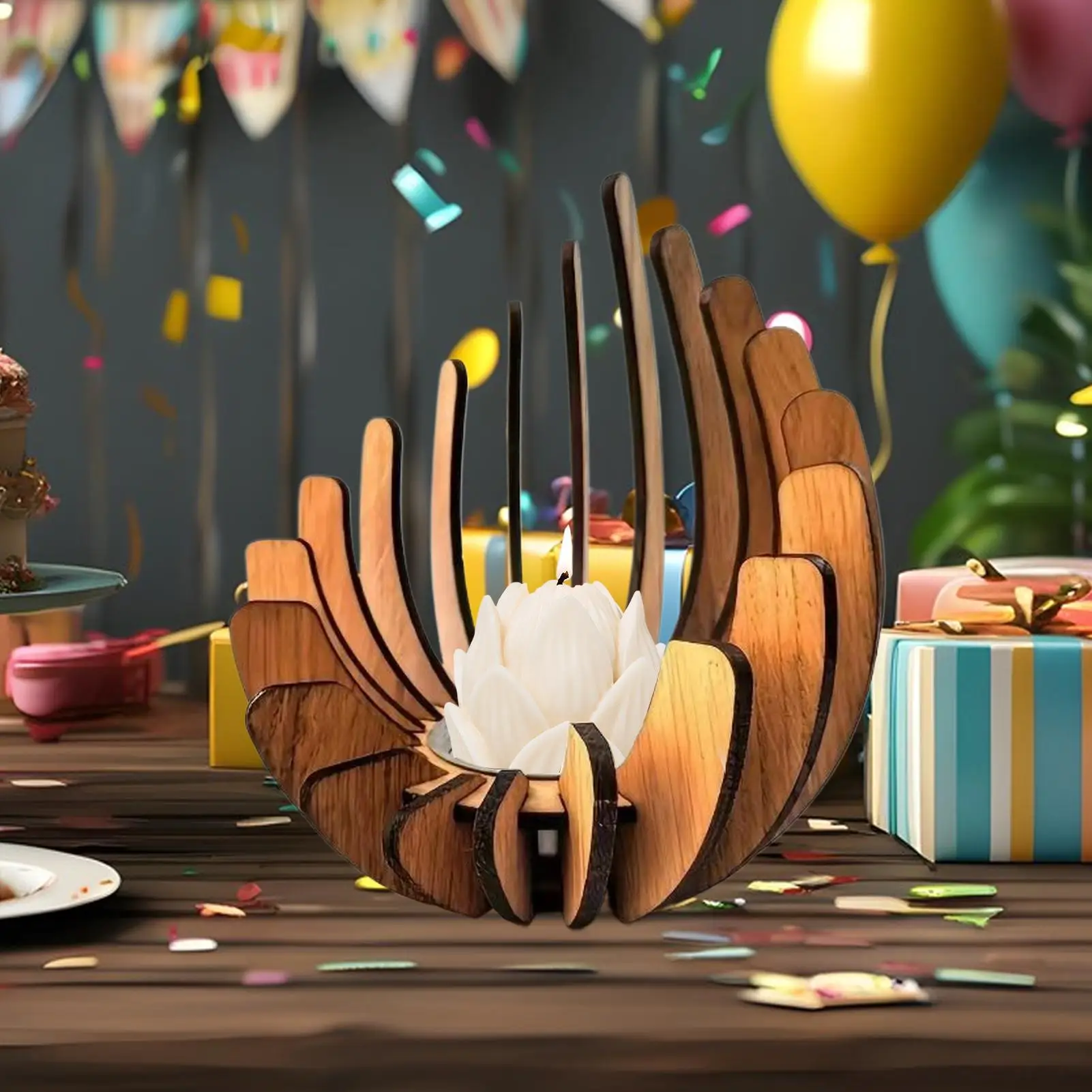 Holz-Kerzenhalter Kreative Kerzenständer Teelichthalter Aromatherapie-Kerzen-Tischdekoration für Party Feiertag Zuhause Tisch